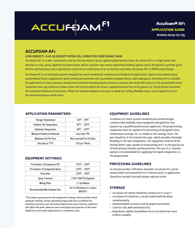 Accufoam AF1 Application Guide