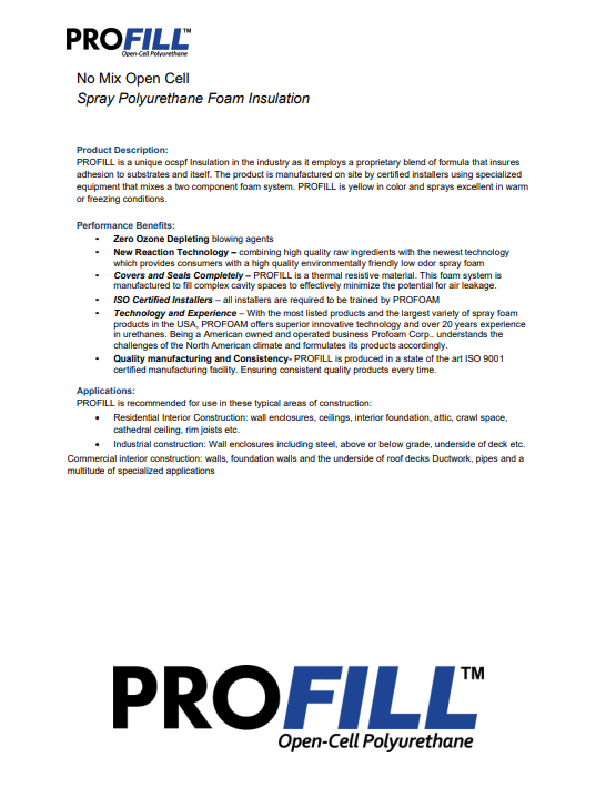 Elastochem ProFill - No Mix Open Cell Technical Data Sheet (TDS)