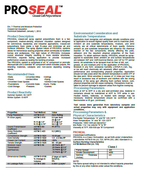 Elastochem ProSeal Technical Data Sheet (TDS)