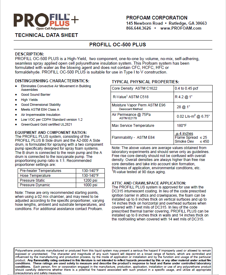 ProFill OC Plus Technical Data Sheet (TDS)