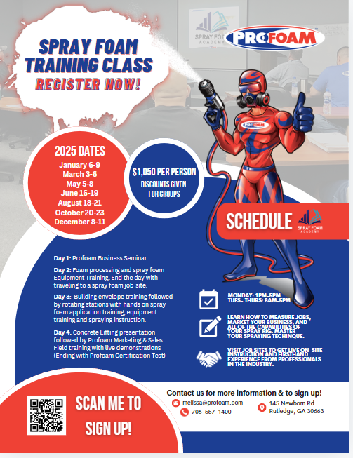 Profoam 3 1/2 Day Spray Foam Training Class Flyer