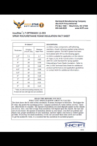 InsulStar Optimaxx 11-033 Spray Foam Insulation Fact Sheet