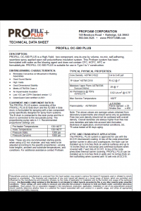 Profoam ProFill Plus High Yield Open Cell Technical Data Sheet (TDS)