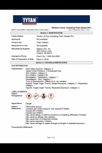 TYTAN Window & Door Gun MSDS