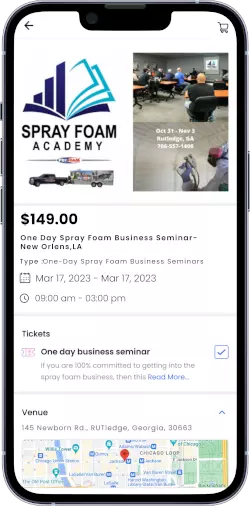 Profoam App Event Details