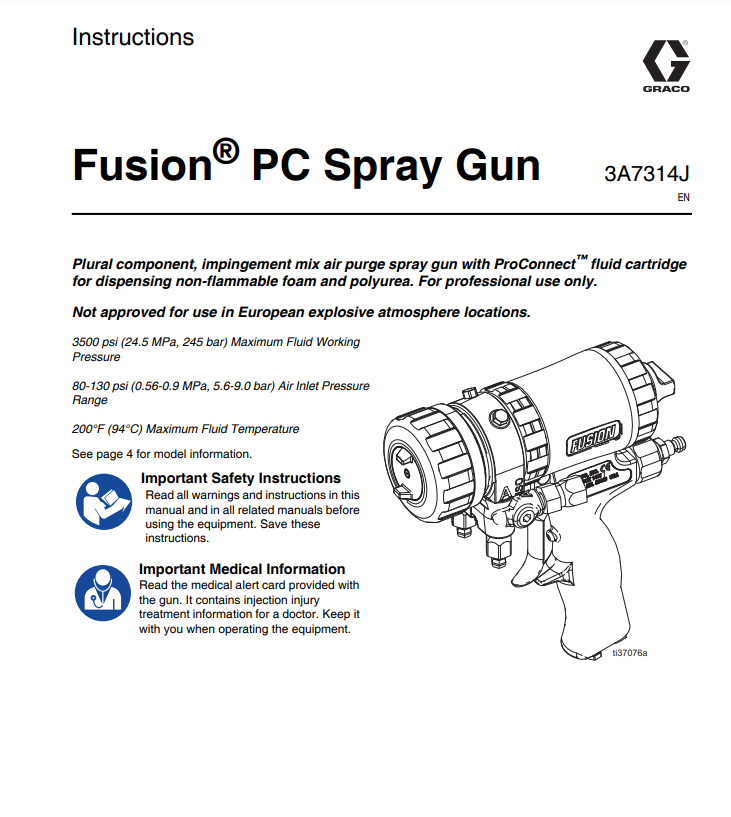 Graco Fusion PC Spray Gun (Pro Connect) Manual