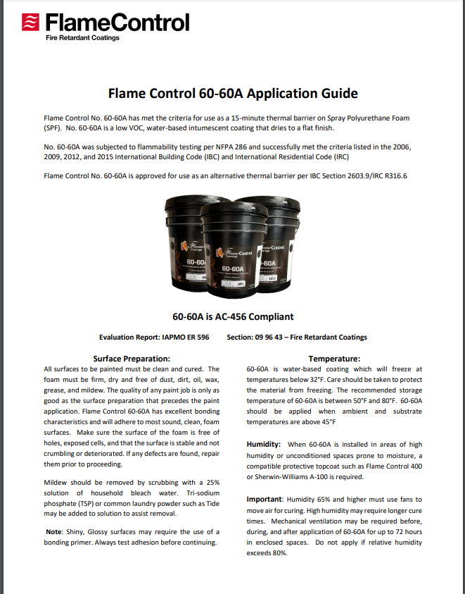 Flame Control 60-60A Application Guide