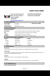 Armor Coat Armor Prime Safety Data Sheet (SDS)