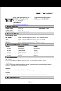 Armor Coat Armor Putty Safety Data Sheet (SDS)