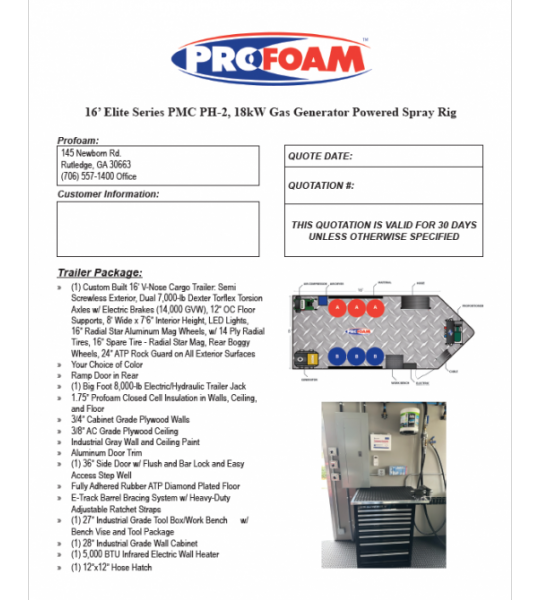 16' Elite Series PMC PH-2 18kw Gas Generator Powered Spray Rig